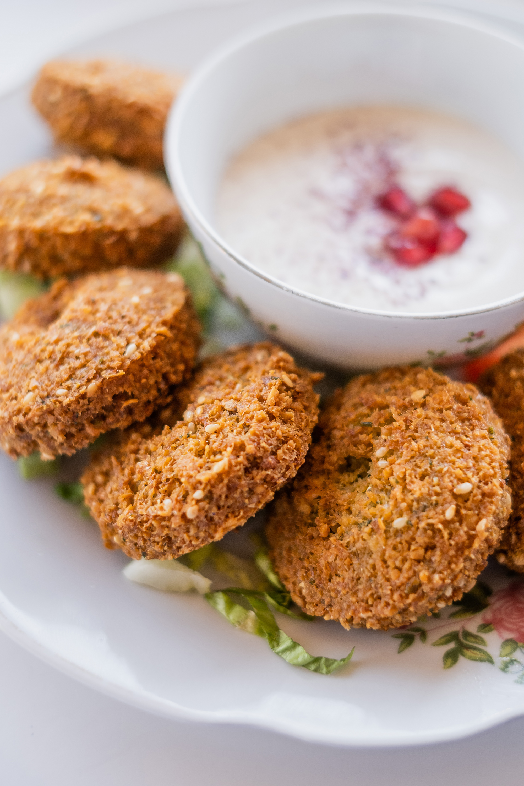 Falafel and Sauce on a Plate